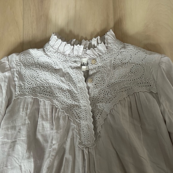 NWOT Ba&Sh paneled broderie anglaise cotton shirt “size 0” or US 2 - Picture 10 of 11